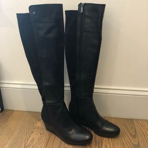 Vince Camuto Alexila Tall Wedge Leather Boot Black